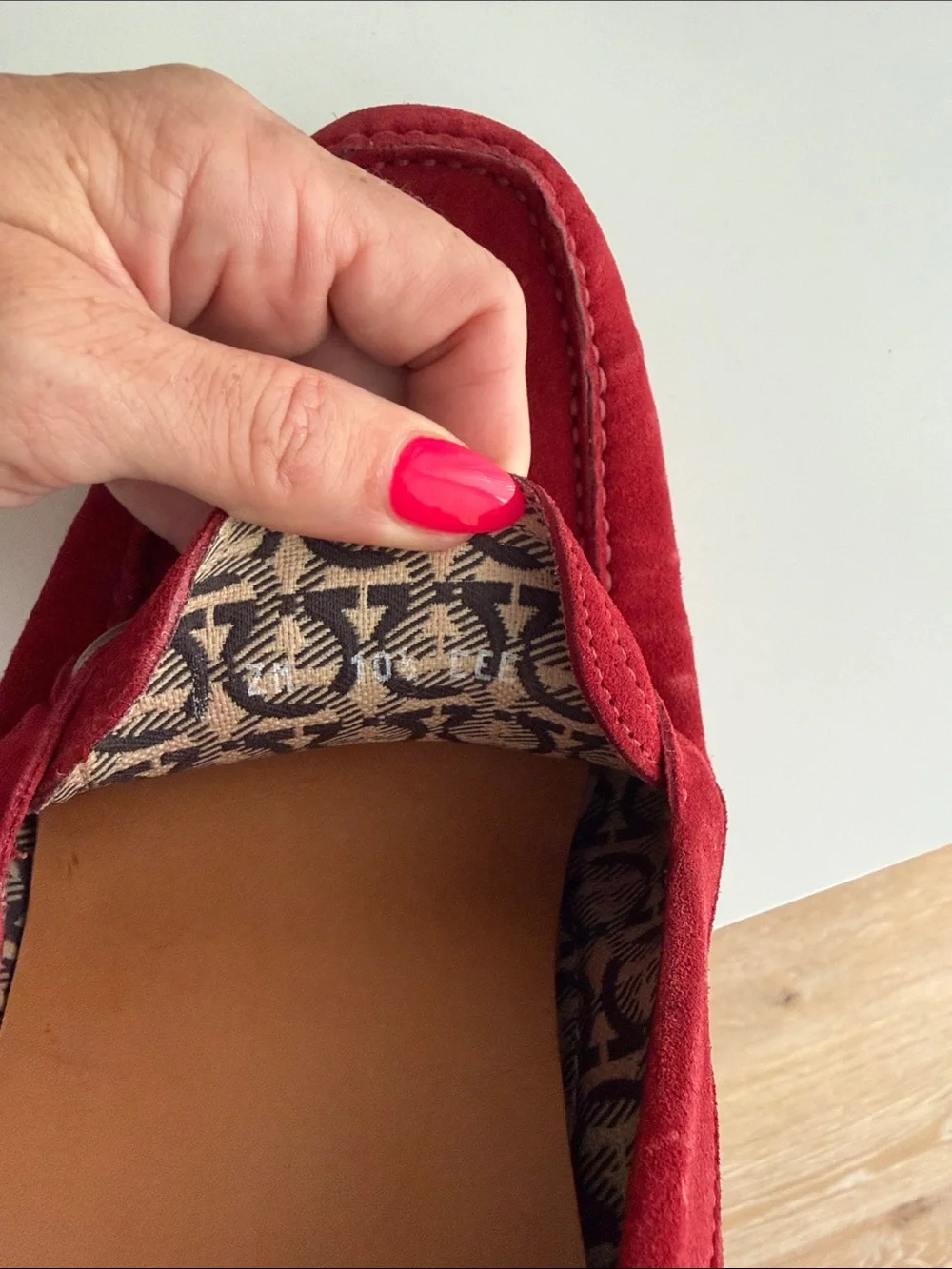 Salvatore Ferragamo Red Suede Bit-Detail Slip-On Loafers